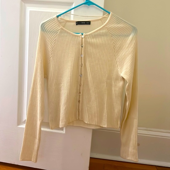 Mango cream thin button up sweater size small - Picture 1 of 3